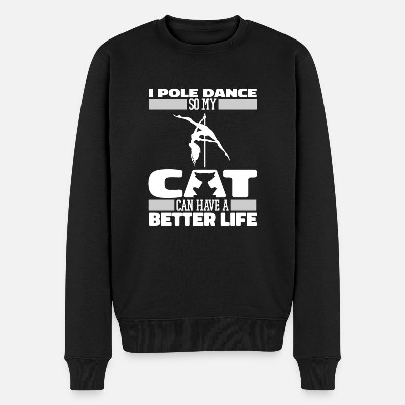 Pole Dancing Katze - Männer Premium Bio Pullover - Schwarz