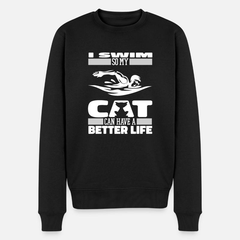 Natation Nageur Chat - Pull Premium bio Homme - noir