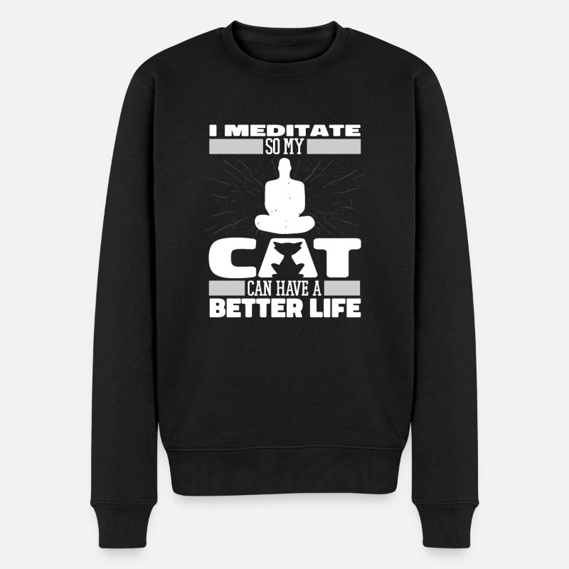 Méditation Méditez le chat - Pull Premium bio Homme - noir