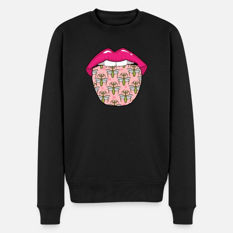 Mantis Gottesanbeterin Zunge - Männer Premium Bio Pullover - Schwarz