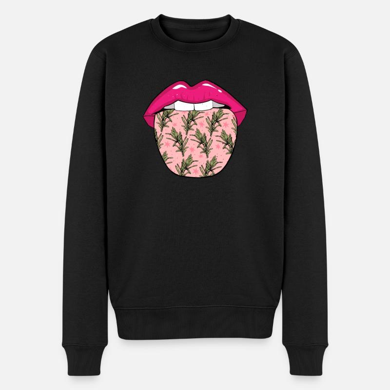 Thymian Kräuter Zunge - Männer Premium Bio Pullover - Schwarz