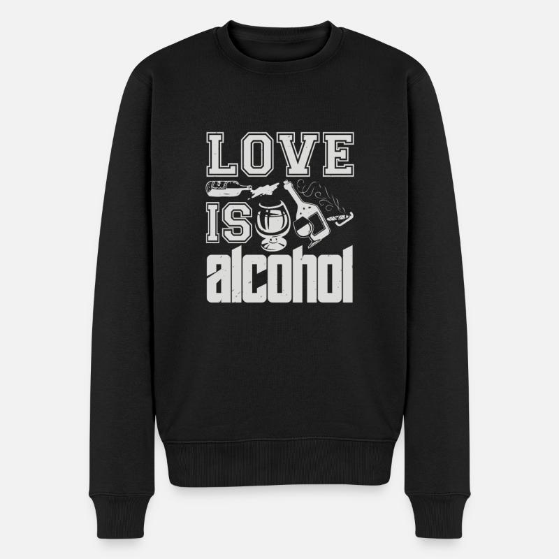 LIEBE SI ALKOHOL - Männer Premium Bio Pullover - Schwarz