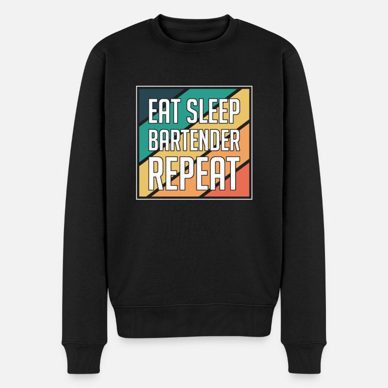Eat Sleep Bartender Repeat Shirt - Männer Premium Bio Pullover - Schwarz