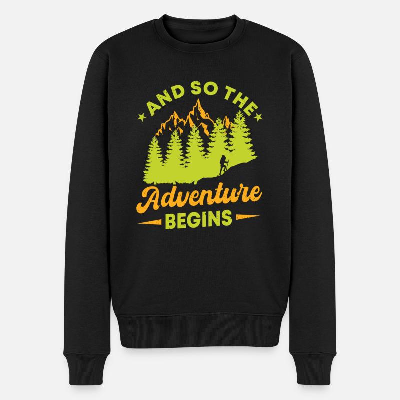 Und So Beginnt Das Abenteuer - Männer Premium Bio Pullover - Schwarz