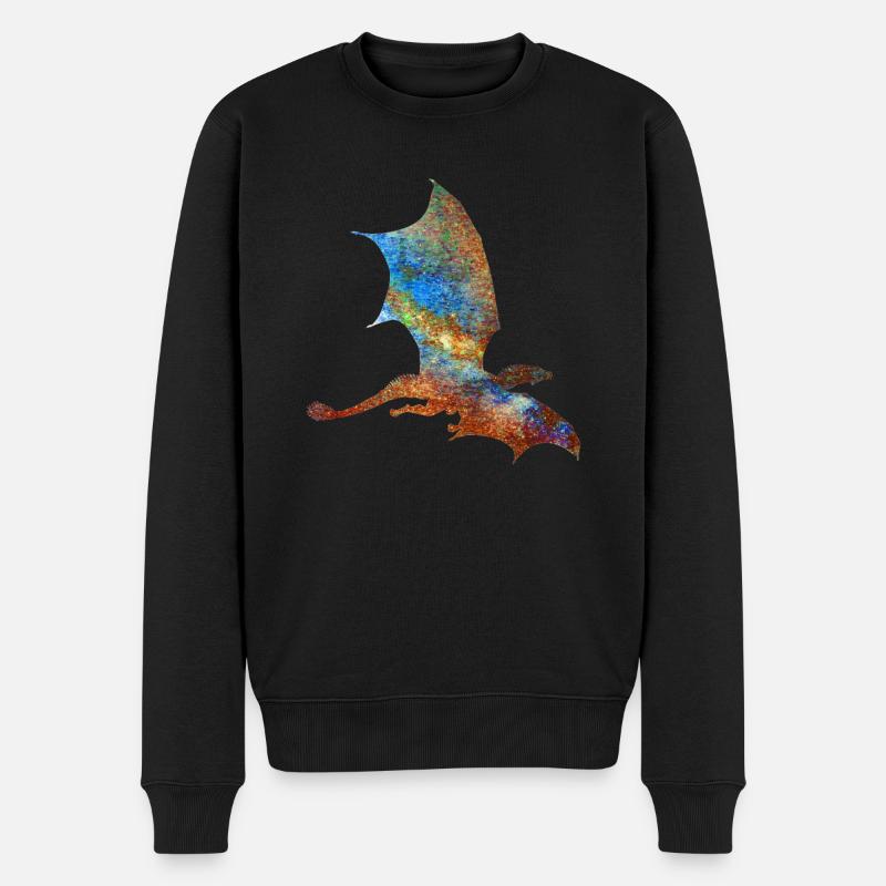 Farbiger Drache - Männer Premium Bio Pullover - Schwarz
