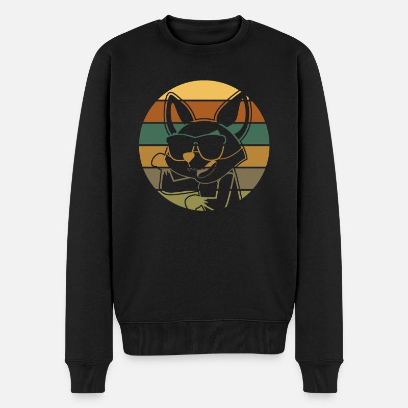 Fuchs mit Sonnenbrille retro Füchse - Männer Premium Bio Pullover - Schwarz