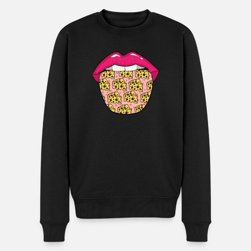 Käse Käser Lippen - Männer Premium Bio Pullover - Schwarz