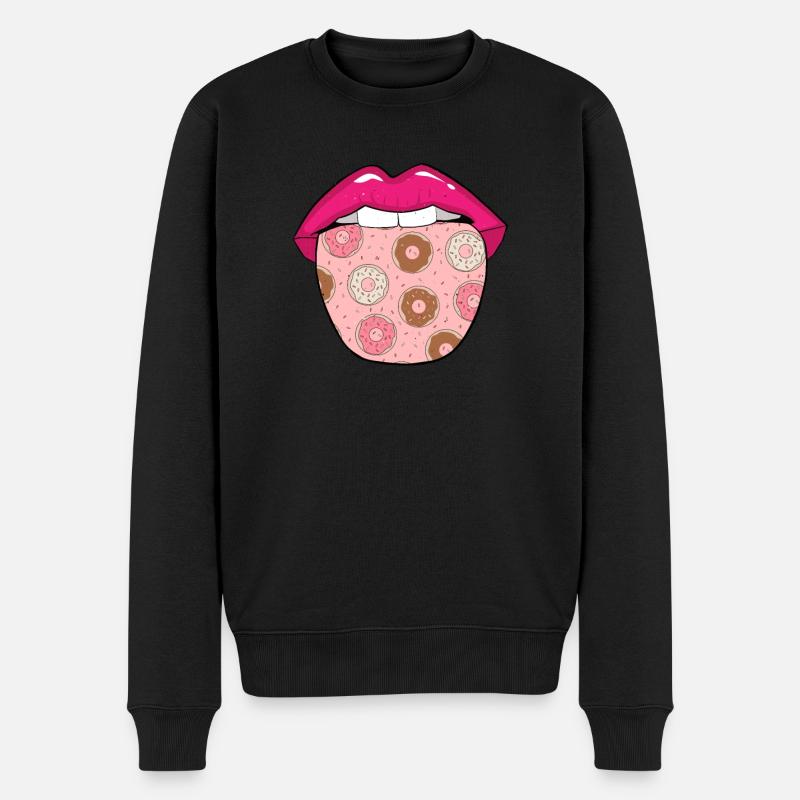 Donut Zunge - Männer Premium Bio Pullover - Schwarz