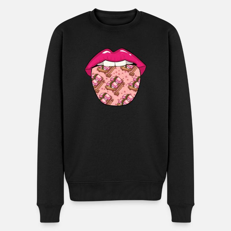 Sushi Lippen - Männer Premium Bio Pullover - Schwarz