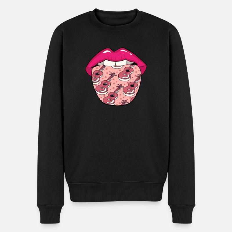 Akustikgitarre Lippen - Männer Premium Bio Pullover - Schwarz