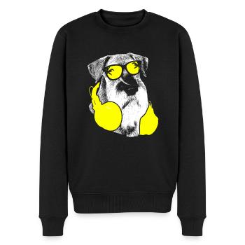 Riesenschnauzer Hundefans Kopfhörer Riesenschnauze - Männer Premium Bio Pullover - Schwarz - Vorne - Nico (187cm)