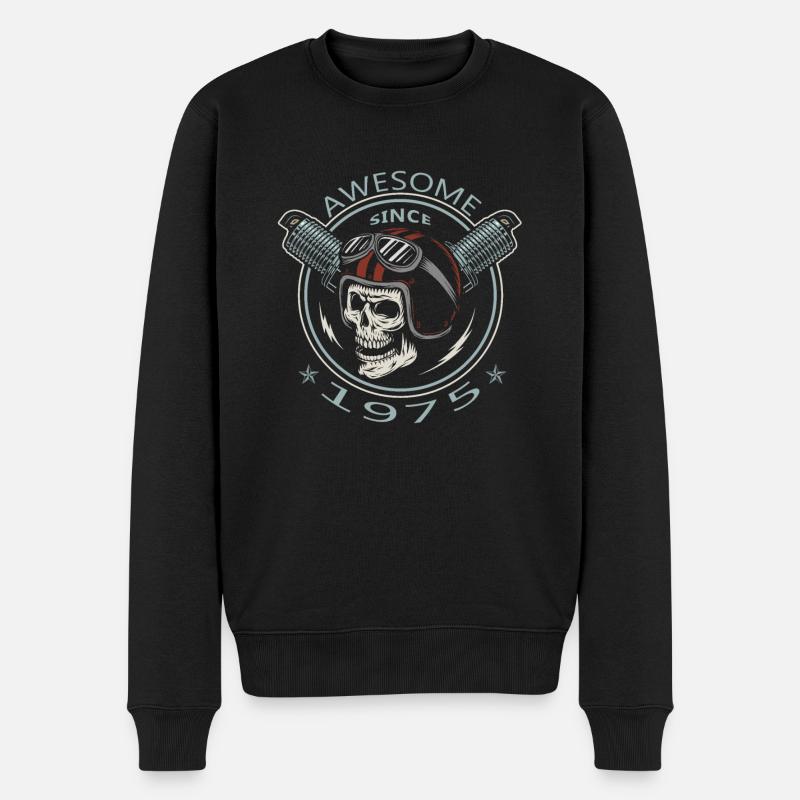 Awesome since 1975, Biker Geburtstag - Männer Premium Bio Pullover - Schwarz