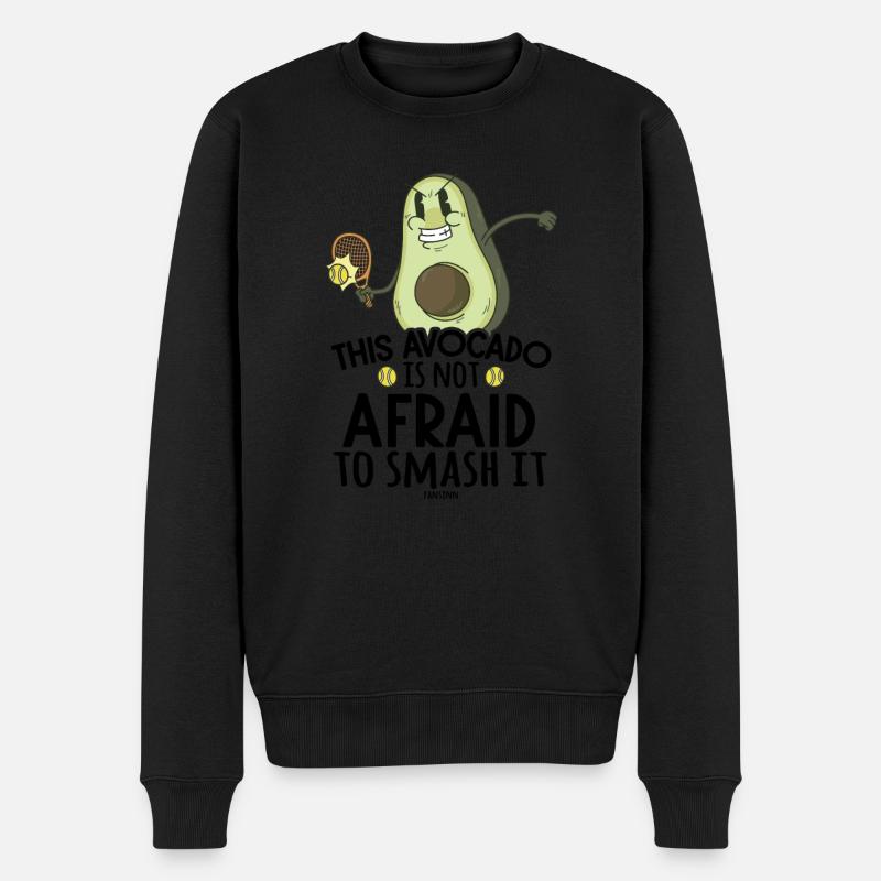 Avocado spielt Tennis - Männer Premium Bio Pullover - Schwarz