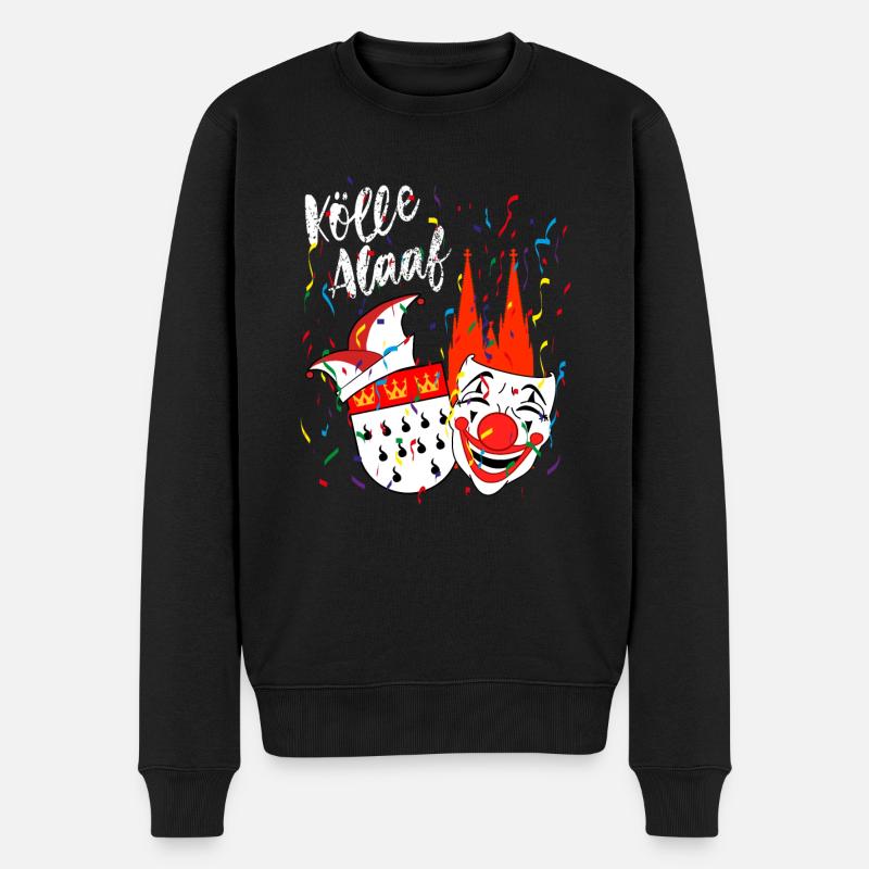 Karneval Kostüm Kölle Alaaf Clown Wappen Dom Köln - Männer Premium Bio Pullover - Schwarz