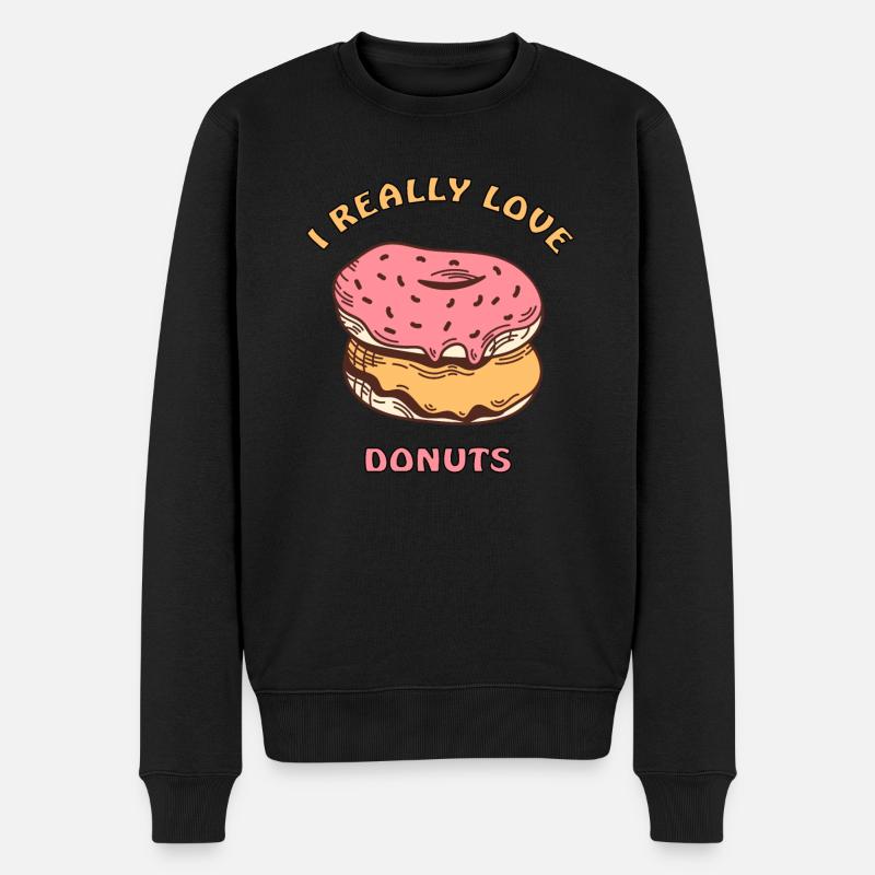 ich liebe Donuts - Männer Premium Bio Pullover - Schwarz