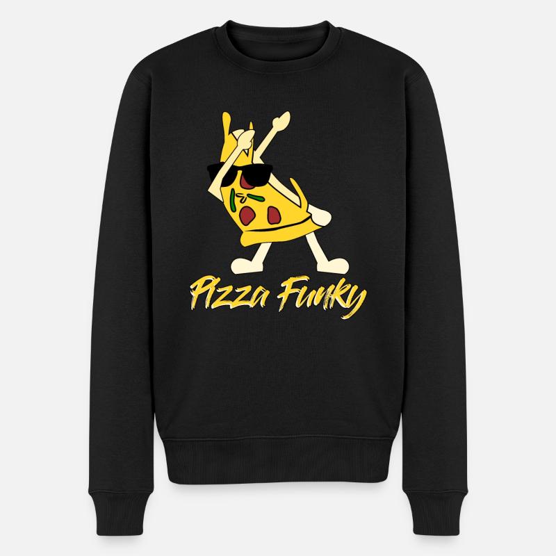 Pizza Funghi oder Funky Pizzabäcker - Männer Premium Bio Pullover - Schwarz