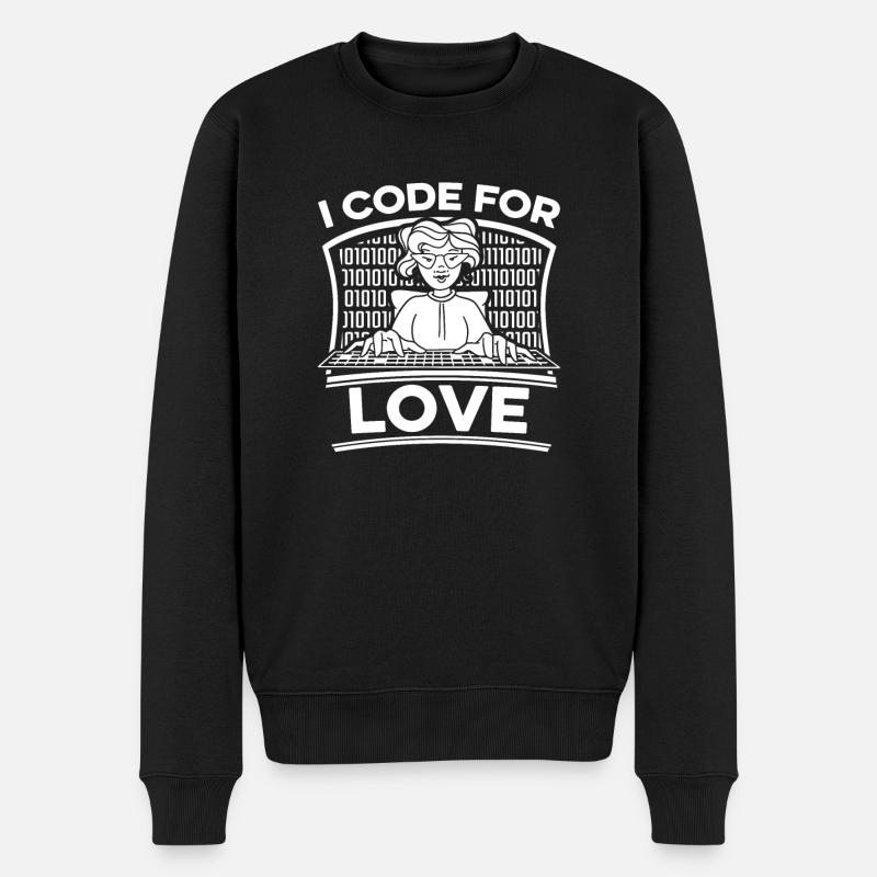 Entwickler Coder Programmierer Liebe - Männer Premium Bio Pullover - Schwarz