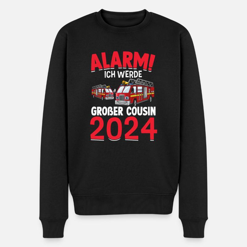 Kinder Alarm Ich werde Großer Cousin 2024 - Männer Premium Bio Pullover - Schwarz