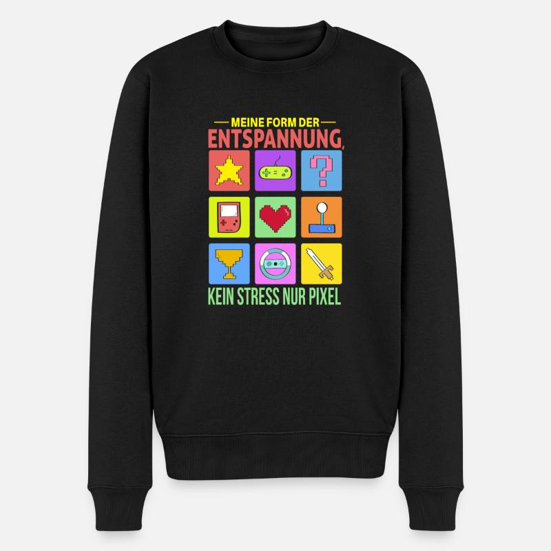 Cooles Gamer Zocker Spruch Design - Männer Premium Bio Pullover - Schwarz