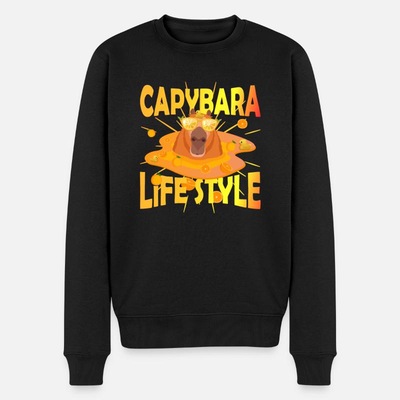 Capy life style duck - Männer Premium Bio Pullover - Schwarz