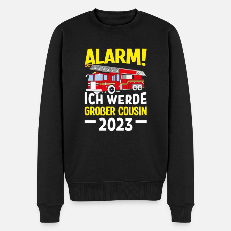 Kinder Alarm Ich werde Großer Cousin 2023 - Männer Premium Bio Pullover - Schwarz