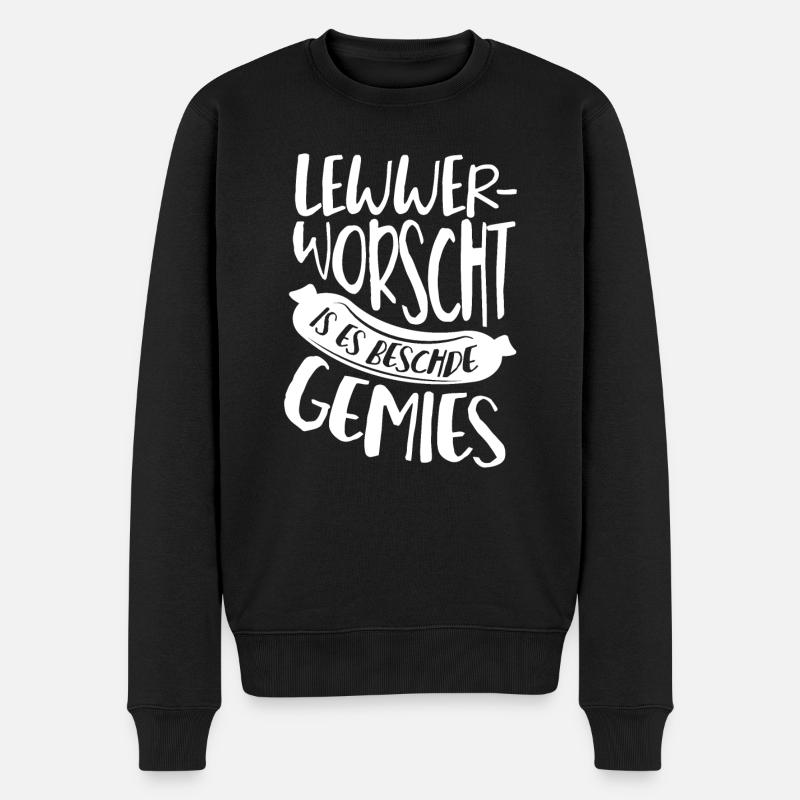 Pfälzer Sprüche Pfalz Lewwerworscht Lustig - Männer Premium Bio Pullover - Schwarz