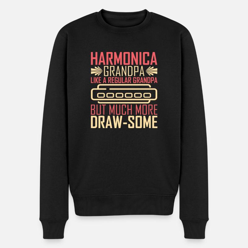 Harmoniciste Grand-père harmoniciste - Pull Premium bio Homme - noir
