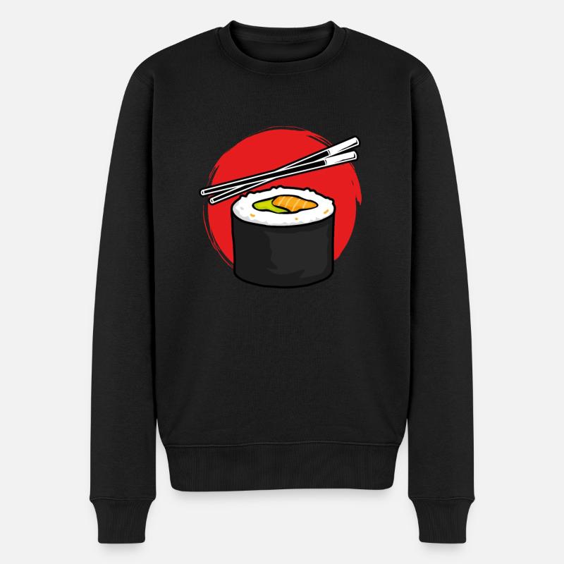 Maki sushi rolle Rote Sonne - Männer Premium Bio Pullover - Schwarz