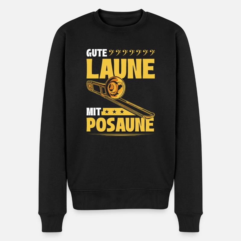 Posaunist, Gute Laune Mit Posaune - Männer Premium Bio Pullover - Schwarz