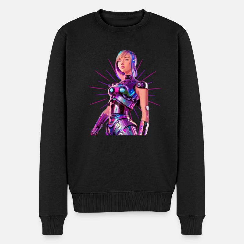Space Girl 1 - Männer Premium Bio Pullover - Schwarz