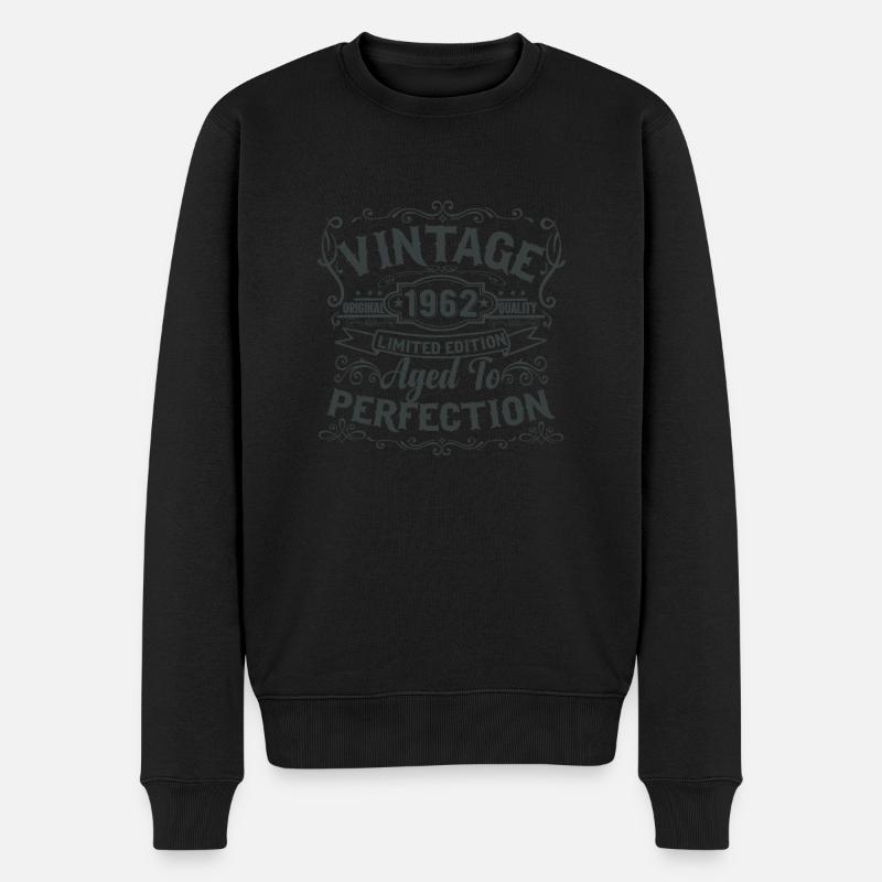 Limited Edition 1962 Vintage. Aged to Perfection - Männer Premium Bio Pullover - Schwarz