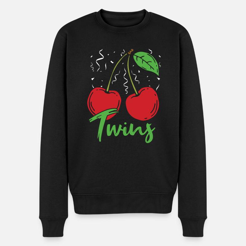 Sour cherries twin siblings design - Pull Premium bio Homme - noir