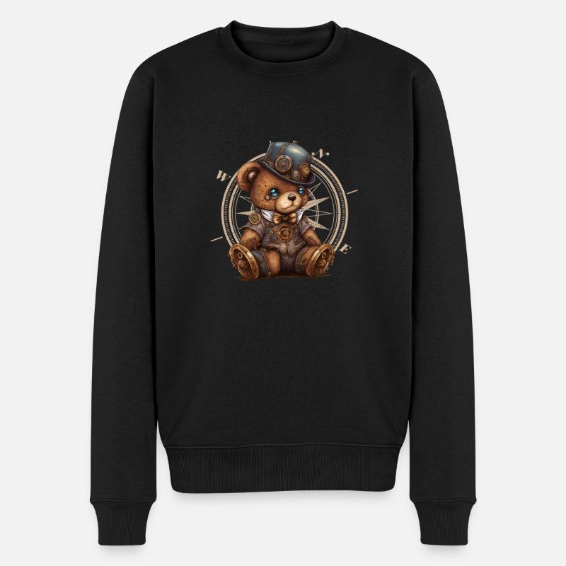 Science-Fiction steampunk Bär - Männer Premium Bio Pullover - Schwarz