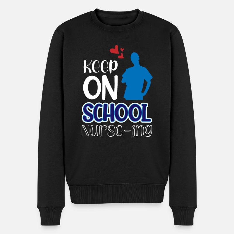 Keep On School Nurse-ing - Männer Premium Bio Pullover - Schwarz