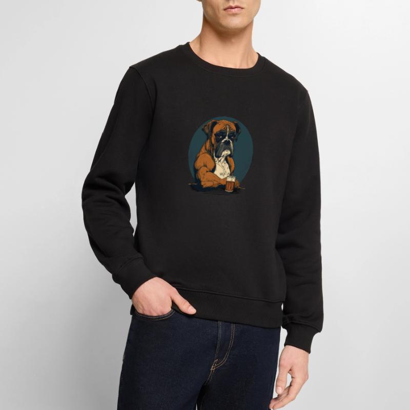 Grumpy boxer drinks whiskey Men's Premium Organic Jumper