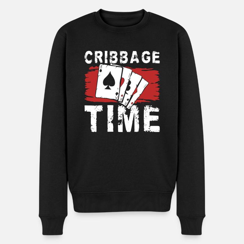 Cribbage Time Shirt Geschenk - Männer Premium Bio Pullover - Schwarz