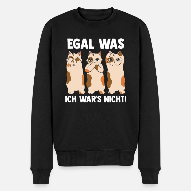 Egal was ich wars nicht Katze - Männer Premium Bio Pullover - Schwarz