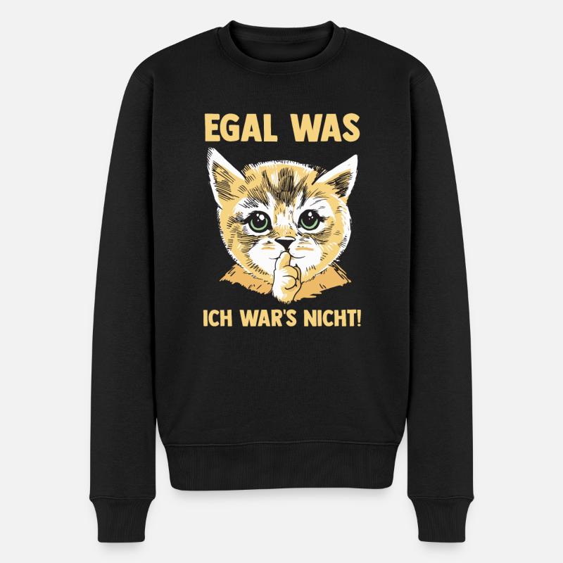 Egal was ich wars nicht Katze - Männer Premium Bio Pullover - Schwarz