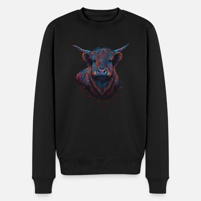 Hochlandkuh - Männer Premium Bio Pullover - Schwarz
