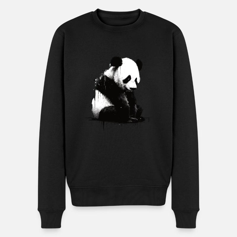 Panda-bär-schablone - Männer Premium Bio Pullover - Schwarz