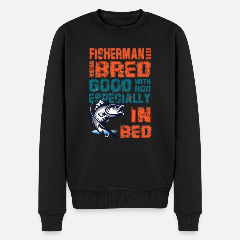 Lustiger Angler Fischer Spruch Angeln - Männer Premium Bio Pullover - Schwarz