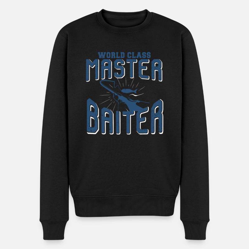 Lustiger Angler Fischer Spruch Angeln - Männer Premium Bio Pullover - Schwarz