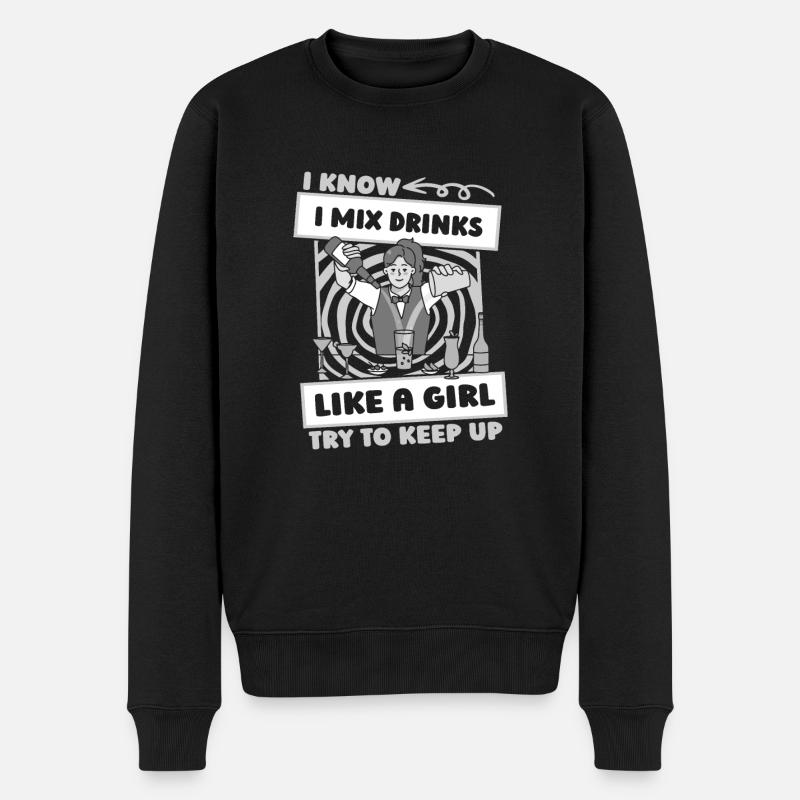 Barkeeper Bartender Mädchen - Männer Premium Bio Pullover - Schwarz