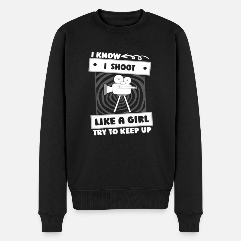 Kameramann Mädchen - Männer Premium Bio Pullover - Schwarz