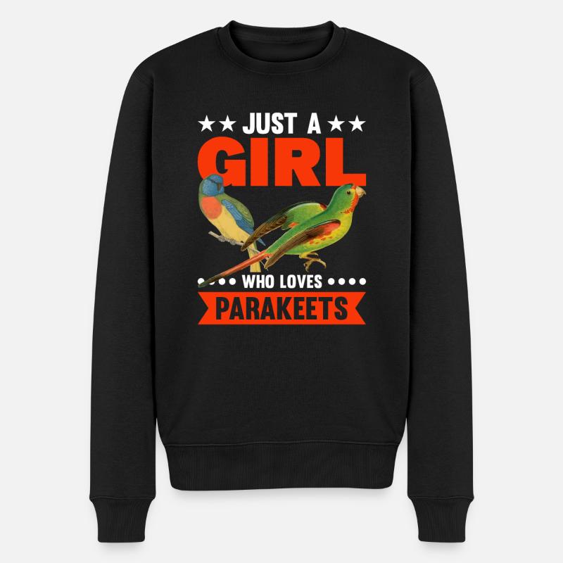 Nur Ein Mädchen, Das Sittiche Liebt - Männer Premium Bio Pullover - Schwarz