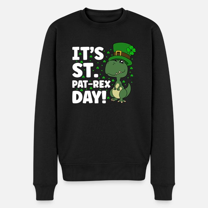 Dinosaurier St. Patrick's Day Dino - Männer Premium Bio Pullover - Schwarz