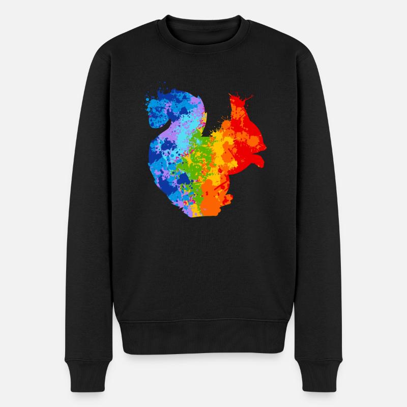 Farbspritzer Eichhörnchen Buntes Eichhörnchen - Männer Premium Bio Pullover - Schwarz