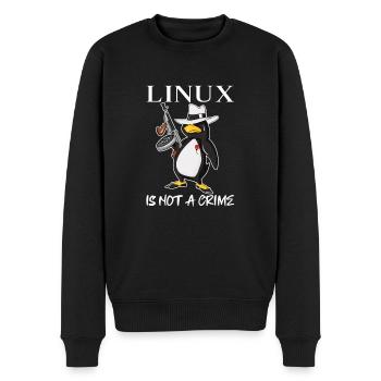 Linux is Not A Crime Tux Linux Penguin Gangster - Männer Premium Bio Pullover - Schwarz - Vorne - Nico (187cm)