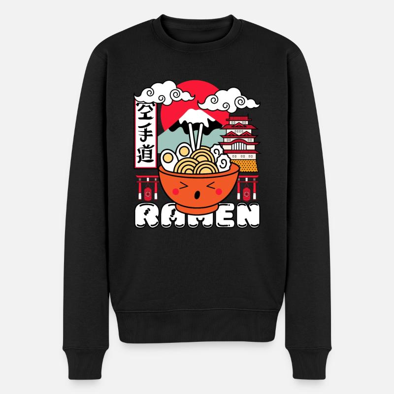 Kawaii Ramen - Männer Premium Bio Pullover - Schwarz