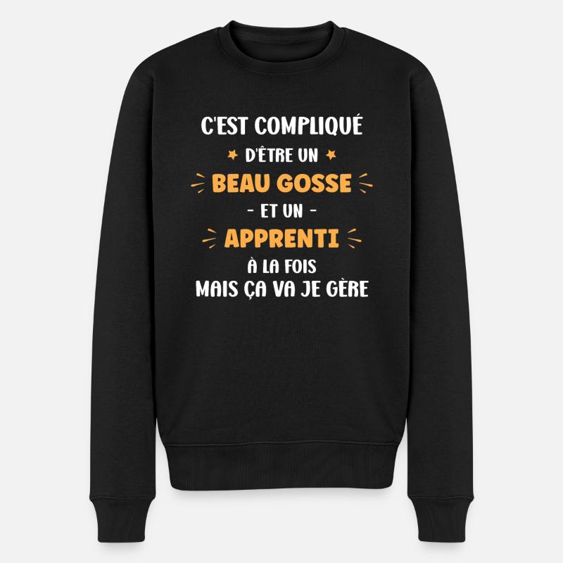 C'est compliqué d'être un beau gosse et apprenti - Pull Premium bio Homme - noir